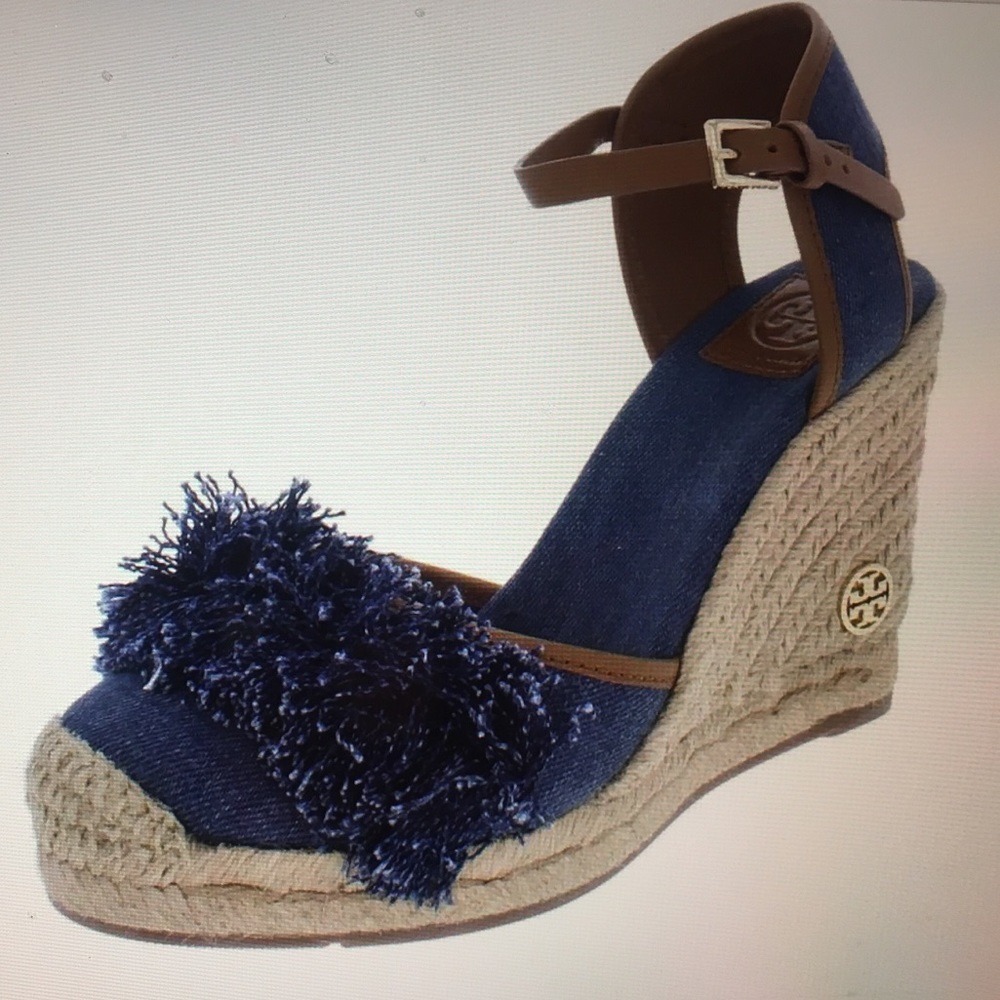 Tory Burch women’s shaw denim wedge espadrilles